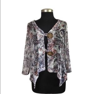 Nina Leonard Open Knit Cardigan Light Rouge Small